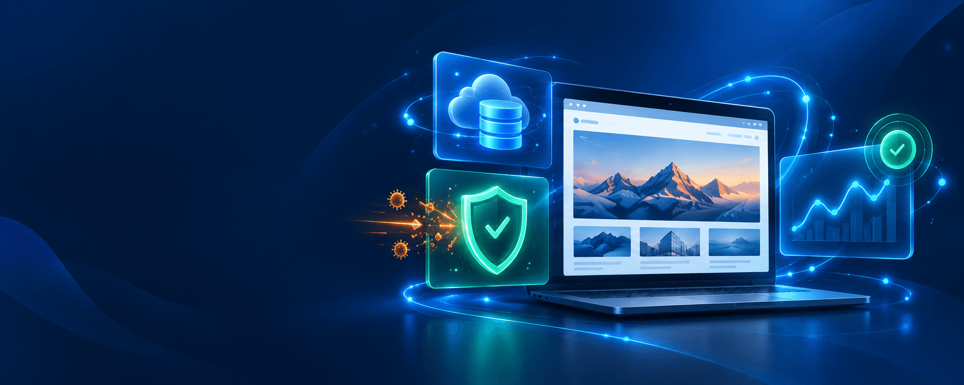 A business website protected by backup, malware security and uptime monitoring