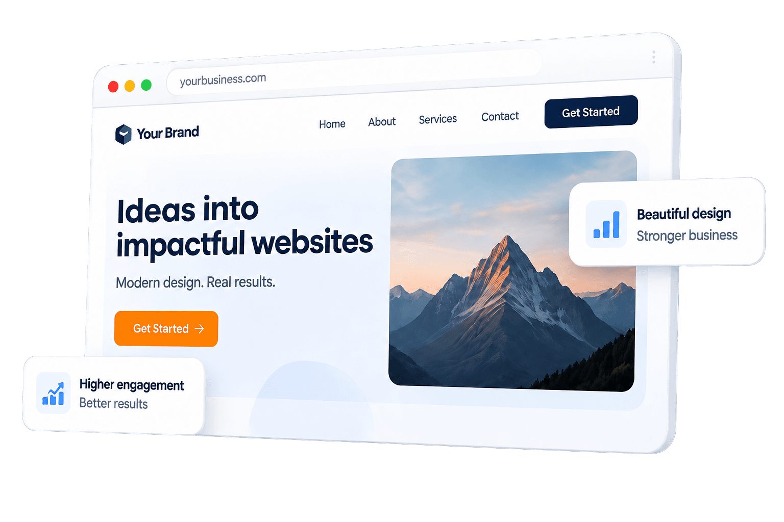 Responsive business website concept with clear design and engagement highlights